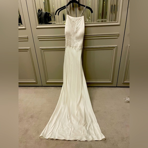 Jason Wu Swarovski Crystal Strap Silk Gown White Size 6 - Picture 3 of 12